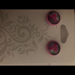 Pink floral studs